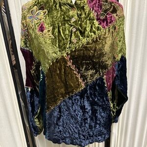 Together Multicolor Velvet Patchwork Blouse